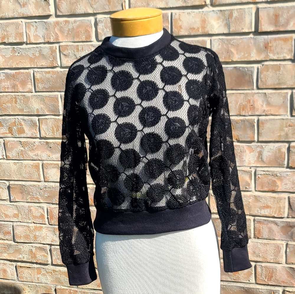 Nikki Rich black embroider cropped top